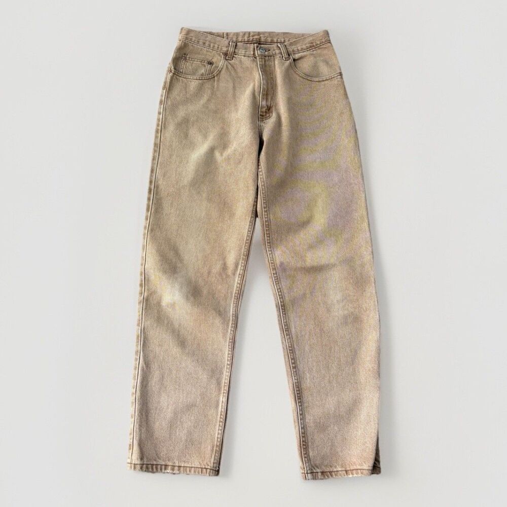 VTG 90s Nuovo County Seat Jeans Mens 31x31 Tan Khaki Denim Straight Leg USA